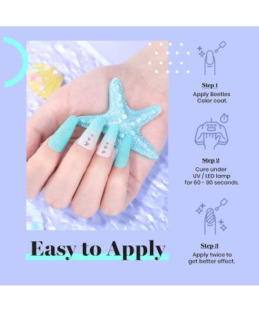 Beetles Mermaid Mantra 20-Color Gel Nail Polish Set with Glitter Soak-Off Shades - Includes Gel Base, Top Coat, Nail Brushes, and Mermaid Stickers - Buy Online on SooperMarket.com
