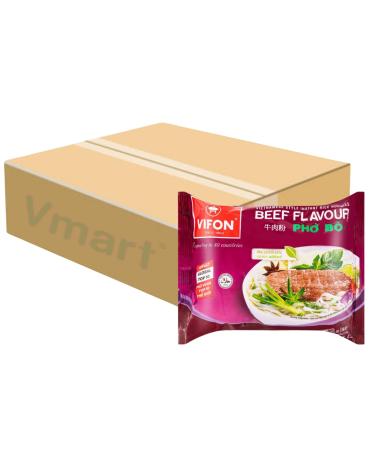 Vifon Vietnamese Style Instant Rice Noodles Beef Flavour Pho Bo 60g (Pack of 30) 1 Case