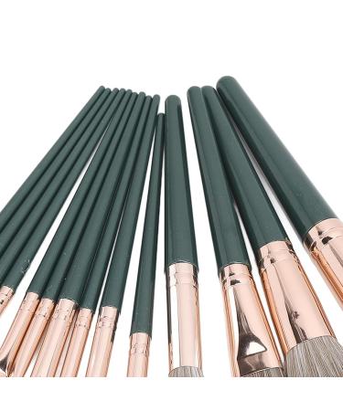Complete 14-Piece Cosmetic Brush Kit for Sensitive Skin | Includes PU Bag | Green Eyeshadow & Foundation Tools | Worldwide Shipping - Buy Online on SooperMarket.com