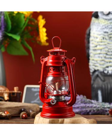 8 Inch Small Red Kerosene Hurricane Lantern Set - Perfect for Christmas Decor, Camping, and Emergency Use (4-Pack) - Buy Online on SooperMarket.com