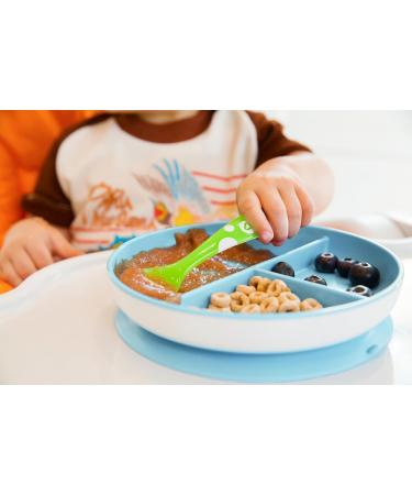 Munchkin Children's Plates Set - BPA-Free Subdivided Dining Plates for Babies & Toddlers 6 Months+ Suction Cup Blue/Green - Perfect for Introducing Complementary Foods - Buy Online on SooperMarket.com