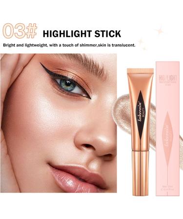 Liquid Highlighter Beauty Wand Cream Bronzer Highlighter Stick Contour Wand Soft Smooth Glossy Lightweight Long Lasting Waterproof Liquid Highlighter Stick Makeup Kit For Natural Nude Finish (03#Pearl White) - Buy Online on SooperMarket.com