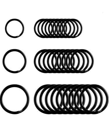 Round Flat Key Rings Key Chain Small Metal Split Ring for Home Car Keys Organization  30 Pieces (Black  3/4 Inch  1 Inch and 1.25 Inch) Black 3/ 4 Inch  1 Inch and 1.25 Inch