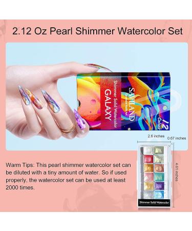 Saviland 12 Colors Pearl Shimmer Nail Watercolor Paint Set for Nail Art DIY Manicure - Buy Online on SooperMarket.com