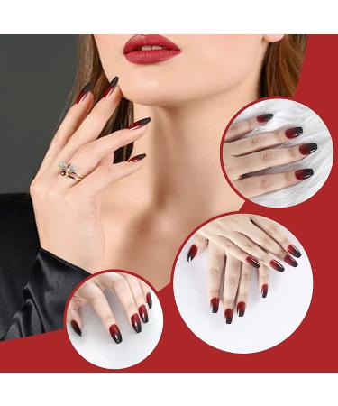 SIUSIO 24Pcs Medium Ombre Coffin Nails - Red Wine Full Cover Press On Nail Art Tips for Women and Girls - Buy Online on SooperMarket.com