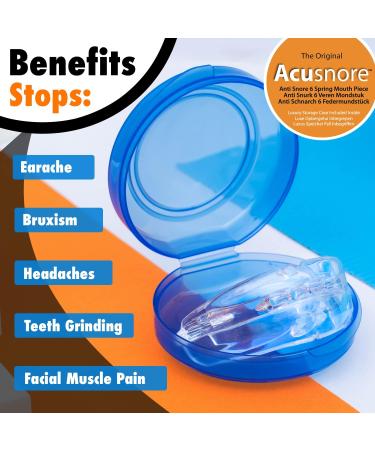 The Original Acusnore Anti Snore 6 Spring Mouth Piece Guard With Anti Bacterial Storage Case Included- Immediate Relief From Apnea Snoring Heaving Breathing & Grinding Teeth- Patented Design - Buy Online on SooperMarket.com