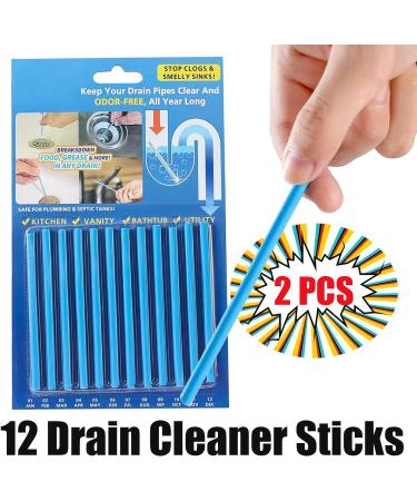 2 Packs of 12 Drain Cleaner Sticks & Sink Deodorizer Sticks for Bathroom Kitchen Prevents Plug Hole Obstructions(Bule) - Buy Online on SooperMarket.com