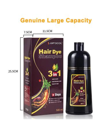 Brown Hair Dye Shampoo - 3-In-1 Instant Coloring & Gray Hair Coverage - 500mL - Herbal Formula for Men and Women - Buy Online on SooperMarket.com