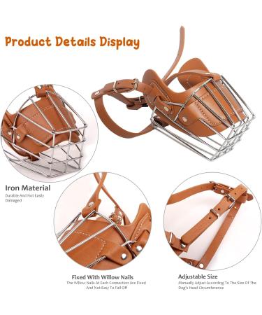 PETCUTE Metal Dog Muzzle - Anti-Biting Barking & Eating Safety Basket - Durable Adjustable Muzzle for Dogs - Brown - Buy Online on SooperMarket.com