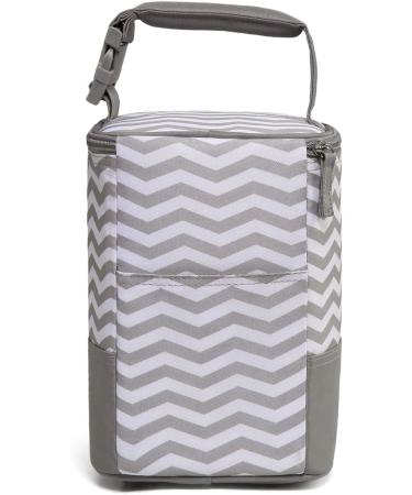 LCY Insulated Baby Bottle Cooler Bag - Grey & White Waves | Fits 4 Bottles | Hanging Strap Included - Buy Online on SooperMarket.com
