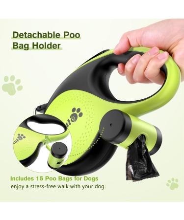 Pecute 3m Dog Leash | Eco-Friendly Roller Linen with Feces Bag Holder 360 Extension Anti-Slip Handle & Quick Brake for Dogs Up to 15kg - Buy Online on SooperMarket.com