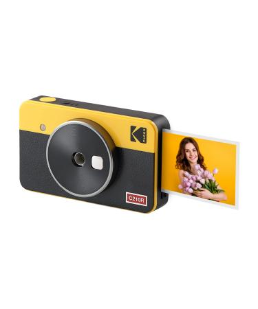 KODAK Mini Shot 2 Retro 4PASS 2-in-1 Instant Camera and Photo Printer (2.1x3.4 inches) + 8 Sheets, Yellow Printer + 8 Sheets Yellow