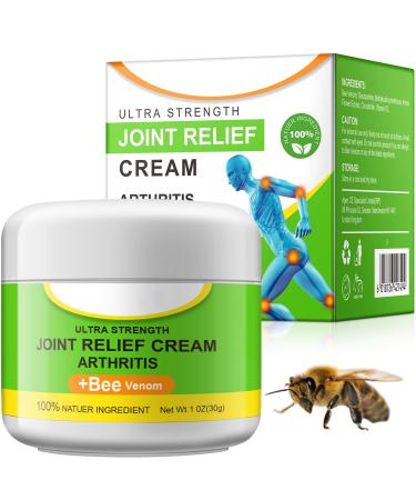 HXTMKT Bee Venom Joint and Bone Therapy Cream Arthritis Pain Relief Cream with Natural Formula Ultra Strength Joint Relief Cream for Pain Inflammation Soreness Muscle Recovery 1 Pack 30g