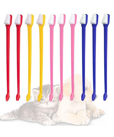 10pcs Dog Toothbrush DKDDSSS Long Handle Double Head Dog Toothbrushes Cat Teeth Cleaning Toothbrush for Pet Dogs Cats Puppy Dental Care Toothbrush