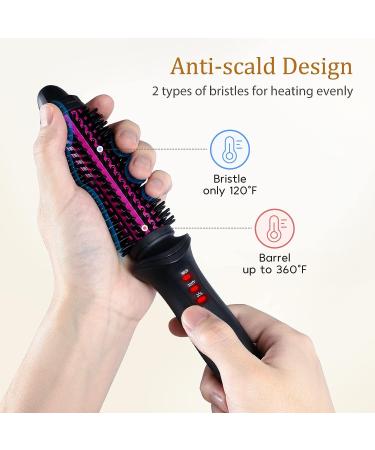 Mini 1 Inch Travel Curling Iron Brush with Tourmaline Ceramic Barrel - Anti-Scald Curling Wand for Short/Shoulder Hair - Buy Online on SooperMarket.com