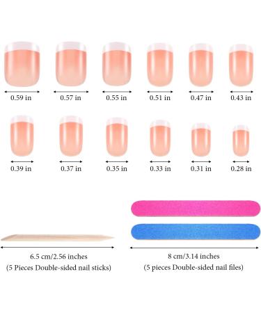 360 Pieces French False Nails Artificial Fingernails Pink White French Fake Nail Tips Kit 12 Sizes Full Cover with Nail Files and Stick for Salon DIY Decoration - Buy Online on SooperMarket.com