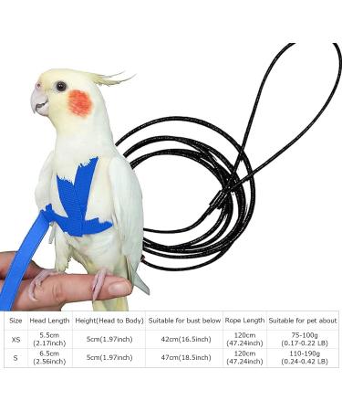 Newsmy Bird Harness Adjustable Feather Tether Parrot Harness Leash Outdoor Training Carrier for Budgerigar Lovebird Cockatiel Mynah Cockatoo Parakeet Macaw (Blue S) - Buy Online on SooperMarket.com