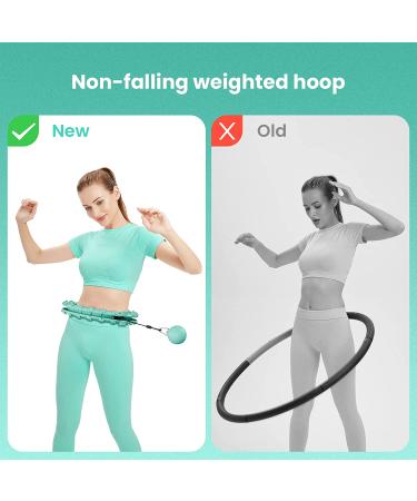 GOBEES Weighted Fitness Hoop for Plus Size Adults - Smart Exercise Hoop for Women - Adjustable 2 in 1 Circular Massage with 28 Detachable Knots - Green - Buy Online on SooperMarket.com