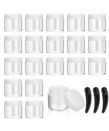 20 pieces of empty cream cans 40 ml of transparent small plastic containers for cosmetic cans lip balm containers with 3 pieces of mini patitions (white)
