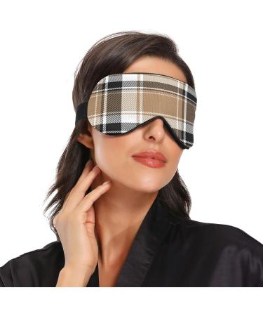 WELLDAY Brown Plaid Sleep Mask - Adjustable Eye Shade Cover for Men and Women - Buy Online on SooperMarket.com
