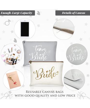 Bride Gift Set - 24 Pieces Bachelorette Proposal, Makeup Bags, Hair Scrunchies, Satin Hair Ties, Wedding Cards - Silver & Gold Theme - Buy Online on SooperMarket.com