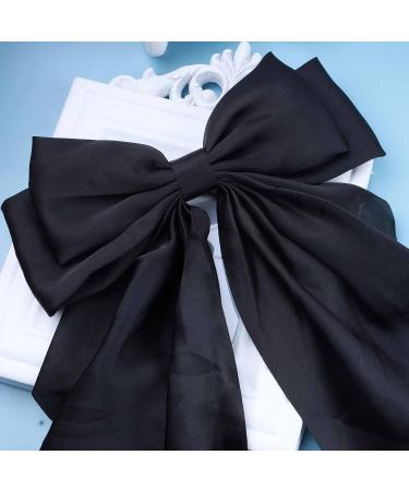 Allereya Vintage Large Silk Bow Hair Clip Barrette - Black Ribbon Hair Accessory for Women and Girls - Buy Online on SooperMarket.com