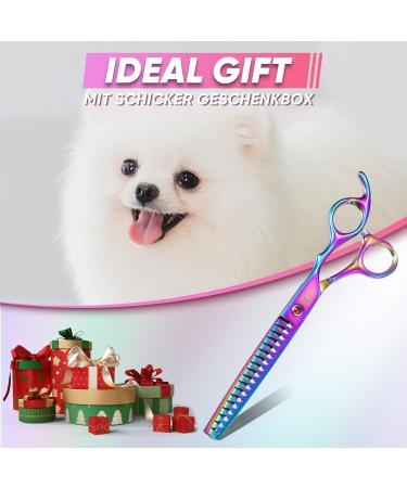 DRGSKL Chunker Scissors for Dogs - Professional Thin Blender Scissors for Medium & Large Pets - Japanese Stainless Steel 440C - Rainbow Finish - Buy Online on SooperMarket.com