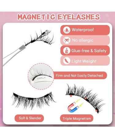 Magnetic Eyelashes Kaluofan False Eyelashes Magnetic Eyelashes with Applicator Magnetic Lashes No Glue Firmly Adheres Magnetic Eyelashes Natural Look Easy to Wear and Remove Look Attractive - Buy Online on SooperMarket.com