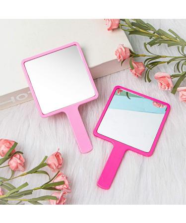 2PCS Rose Red Handheld Mirrors with Handle for Travel and Cosmetic Use - Buy Online on SooperMarket.com