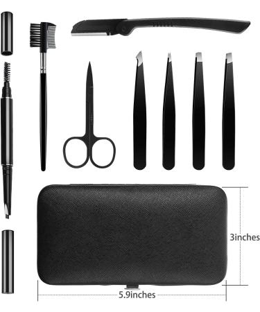 Hocosy 8-PC Eyebrow Care Set - Brown Pencil Comb Tweezers Razors Brushes & Scissors - Perfect for Flawless Eyebrows - International Shipping Available - Buy Online on SooperMarket.com