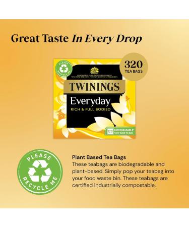 Twinings Everyday Tea | Classic Blend Rich & Well Rounded Black Tea | Multipack Bulk Buy 320 (4 x 80) Biodegradable Tea Bags Everyday 80 Count (Pack of 4) - Buy Online on SooperMarket.com