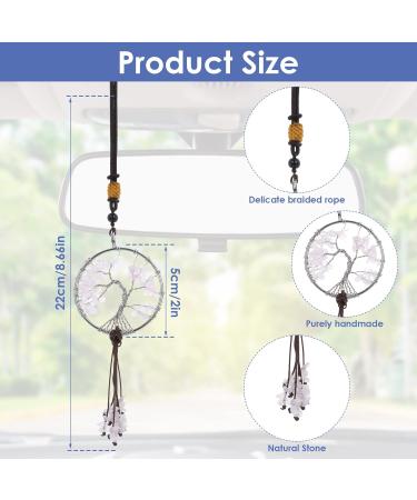 Shop Cobee Tree of Life Hanging Ornament for Car Mirrors | 7 Chakra Stones | Reiki & Good Luck Decoration for Cars & Windows (White/Pink) - Buy Online on SooperMarket.com