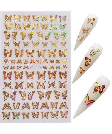 NAIL ANGEL 8-Sheet Laser Gold & Silver Butterfly Nail Art Sticker Set - Nail Art Decoration 10238 - Buy Online on SooperMarket.com