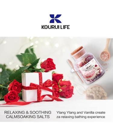 KOURUILIFE 500g Bath Salt with Rose Petals, 100% Natural Epsom Salts for Aromatherapy and Relaxation - Buy Online on SooperMarket.com