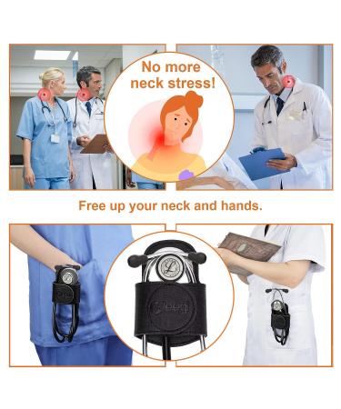 Premium Genuine Leather Stethoscope Holder Clip - Universal Fit for ADC MDF Littmann & More - Perfect for Physicians Nurses EMTs & Medical Students - Buy Online on SooperMarket.com