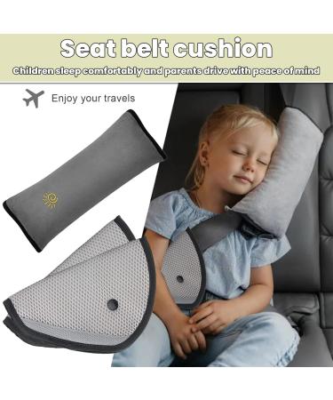 Zeyou Children Seat Belt Pads Set | 2 pcs Removable Car Seat Belt Shoulder Pads & Pillows | Gray Safety Cushions for Kids in Car & Stroller - Buy Online on SooperMarket.com