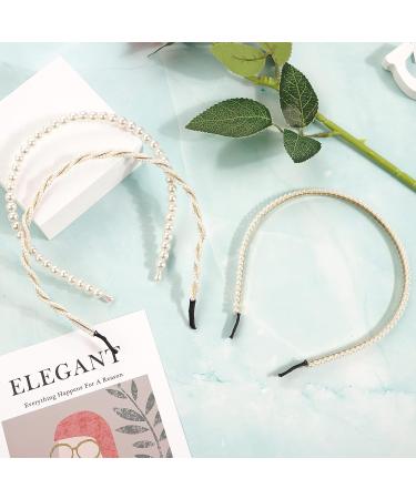 3 Pack White Faux Pearl Headbands for Women - Bridal Hair Accessories - Buy Online on SooperMarket.com