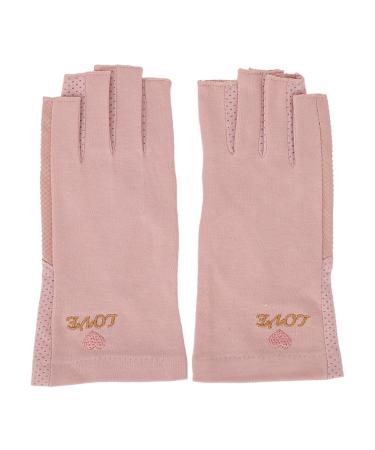 UV Shield Glove Breathable Fingerless Fiber Cotton Nail Lamp Gloves Anti UV Fingerless Gloves Protect Manicure Gloves Manicure Nail Art Dryer Tools(Light pink grey)