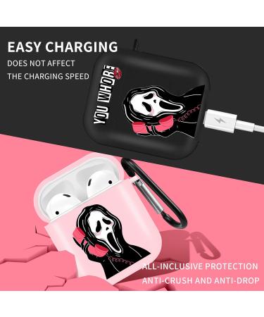 HooYiiok Scream Ghost Airpods Case 2nd Gen- Funny Horror Cover with Keychain (Black) - Buy Online on SooperMarket.com