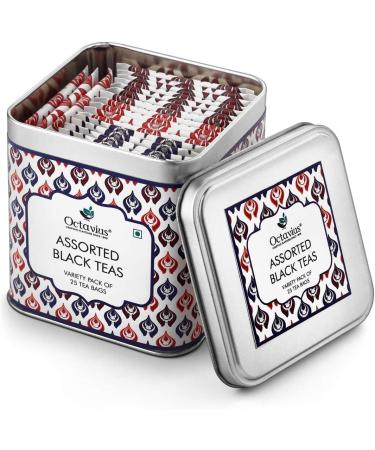 Octavius | Assorted Tea Bag Sampler Gift Set - 3 Tea Flavors | 100 Counts - Black Tea | Tea Sampler Pack | Tea Set Gift | Pack of 4 Black Tea - 25TB (Pack of 4)