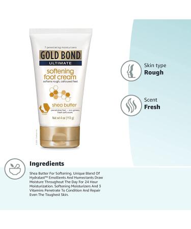 Gold Bond Ultimate Softening Foot Cream with Shea Butter - 4 oz | Soften Rough & Calloused Feet | Pack of 1 - Buy Online on SooperMarket.com