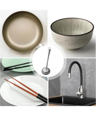 Pot Brush Scrubber Flexible Stainless Steel Pot Scourer with Hanger | Pots Cleaning Supplies for Non-Stick Pans Iron Pots Bowl Dishwashing Sink Puchen - Buy Online on SooperMarket.com