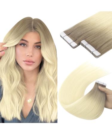 Youngsee injection tape extensions real hair ombre real hair extensions tape virgin 45cm tape in extensions real hair smooth tape real hair extensions light brown ombre blonde skin weft 5pcs 12.5g #r8t60 45 cm 5 PCs virgin- #r8t60