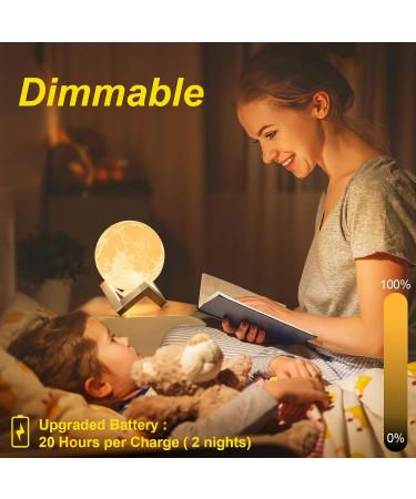 Balkwan 3D Moon Lamp - Dimmable USB Touch Lamp for Kids & Lovers | Ideal Birthday & Bedroom Romantic Gift (4.7 inch) - Buy Online on SooperMarket.com