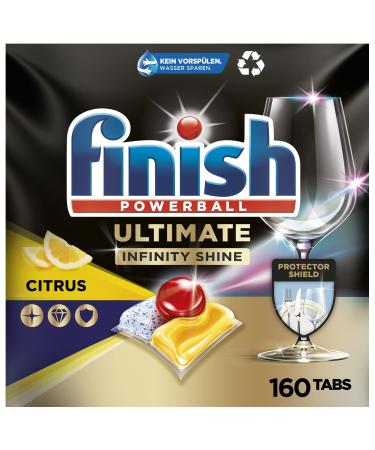 Finish Ultimate Infinity Shine Citrus dishwasher tabs - dishwasher flush for ultimate cleaning fatty soldering and gloss with protective shield - gigapack with 2x80 tabs