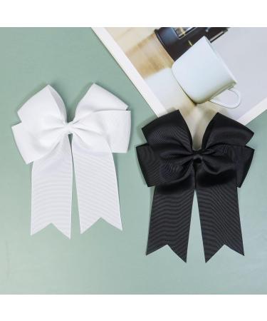 2 Pack 6 inch Bow Hair Clips Large Hair Bow Hair Barrette Clips for Women Girls Black Hair Bows(Black White) - Buy Online on SooperMarket.com