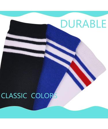 LO SHOKIM Toddler Knee High Soccer Socks - Kids Girls Boys Striped Over the Calf Uniform Stockings 3 Pairs (Black, Blue, White & Red) - Size 5-7 Years - Buy Online on SooperMarket.com