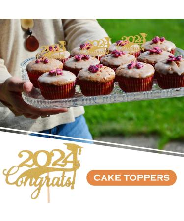HOLIDYOYO 15pcs 2024 Graduation Cake Inserts Top Hat Cake Decors Class of 2024 Cupcake Picks 2024 Graduation Cupcake Toppers Graduation Cake Decorations Graduate Paper Dining Table - Buy Online on SooperMarket.com