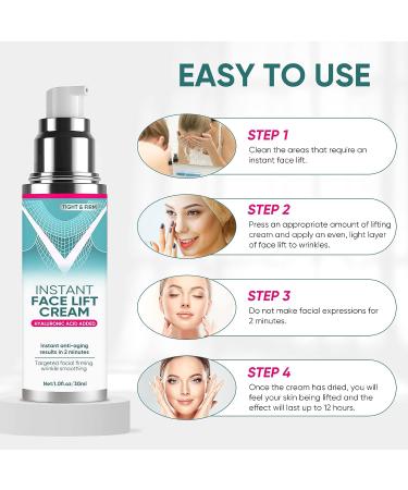 Instant Face Lift Cream with Hyaluronic Acid - Anti-aging Serum for Fine Lines, Wrinkles, and Sagging Skin - 2 Minute Results - Buy Online on SooperMarket.com
