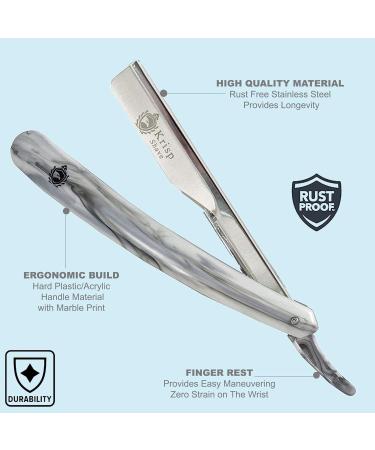 Krisp Beauty Classic Straight Edge Barber Razor - Professional Close Shaving Tool for Men | Salon Quality Shavette with 10 Blades - Buy Online on SooperMarket.com